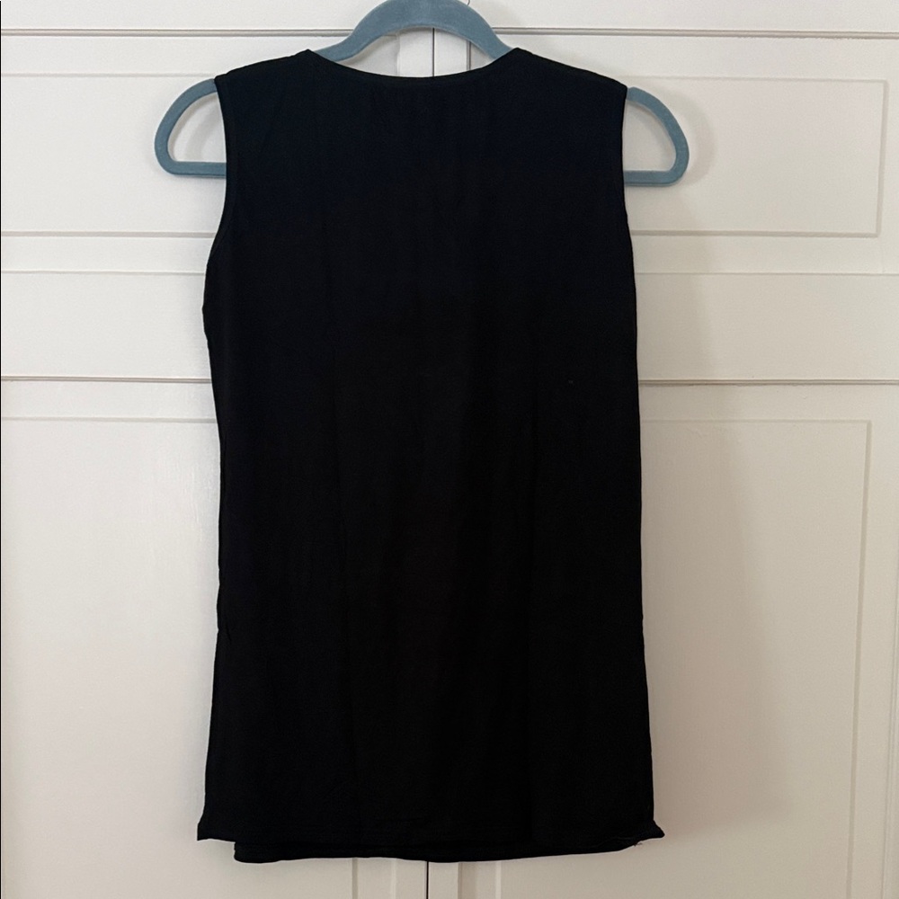 Shiny Black Tank Top with Silver Cross Design - Picture 3 of 7